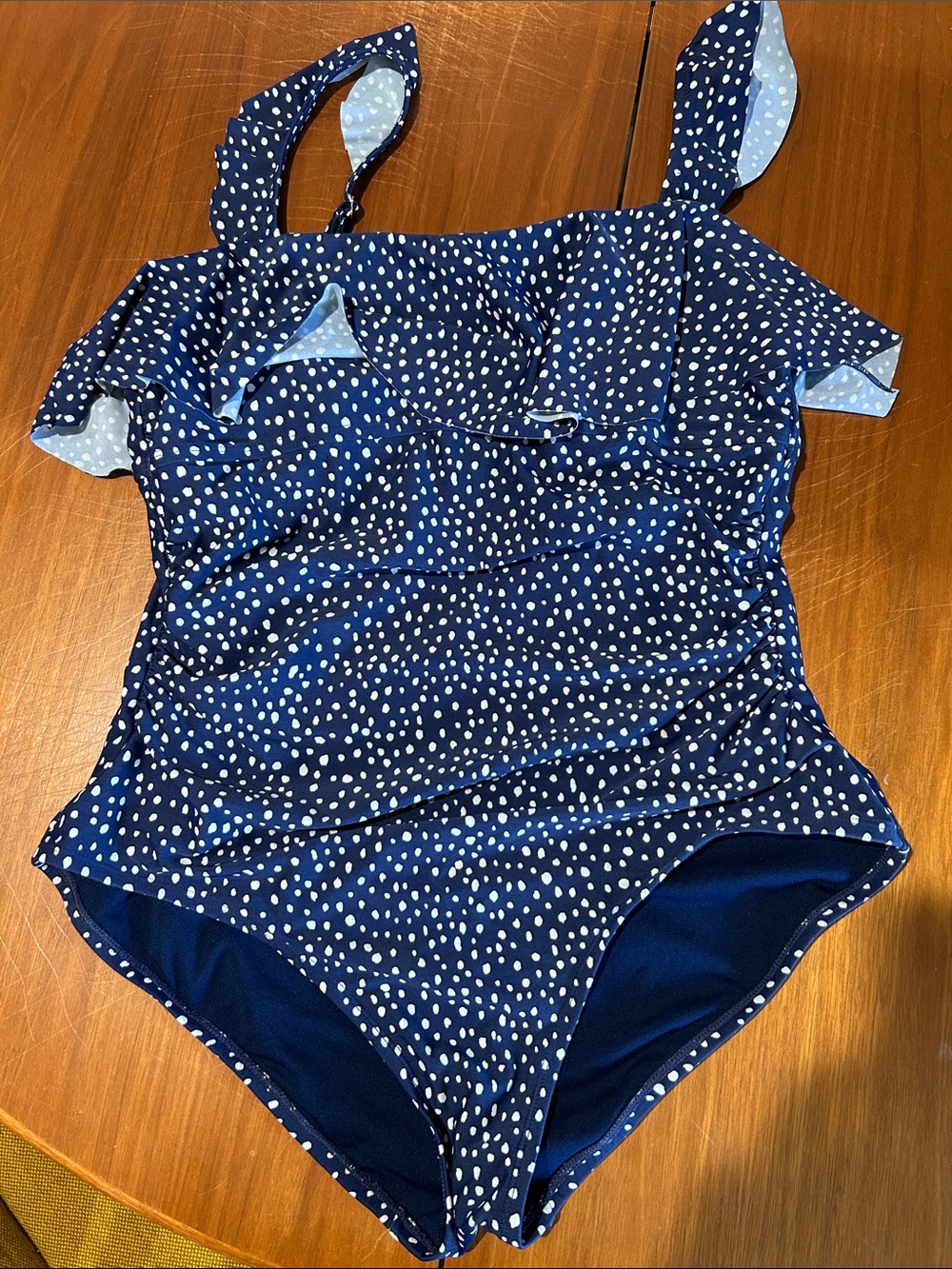 Kona Sol Navy Blue Polka Dot One-Piece